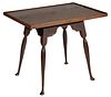 OUTSTANDING NEW ENGLAND QUEEN ANNE TIGER MAPLE TRAY-TOP SPLAY-LEG TEA TABLE