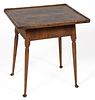 NEW ENGLAND QUEEN ANNE TIGER MAPLE AND PINE TRAY-TOP SPLAY-LEG TEA TABLE