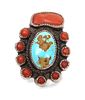 A Southwestern Silver, Turquoise and Coral Ring
