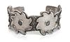 A Silver Sand Cast Bracelet, Monty Claw Length 5 7/8 x opening 1 1/8 x width 1 1/8 inches.