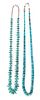 Two Southwestern Turquoise Necklaces Length of each 29 inches.