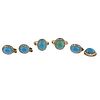 Antique 14k Gold Diamond Turquoise Ring Earrings Lot 4pc