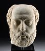 Lifesize Roman Marble Head Balding Man with Beard