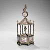 Viennese Architectural Silver and Enamel Pillar Clock
