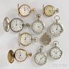 14kt Gold "Lord Elgin" an Nine Other Elgin Pocket Watches