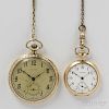 Two Waltham 14kt Gold Open-face Watches