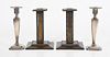 Two Pairs of Candlesticks, Sterling and Brass