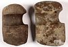 Two Indian 3/4 deeply grooved stone axe heads