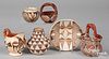 Six vintage Acoma Pueblo Indian pottery items