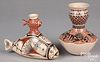 Two unusually shaped Mata Ortiz Indian vessels