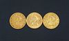 (3) U.S. Liberty $5 Gold Coins.