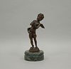 After Auguste Moreau, Bronze Cherub with Cymbals. 