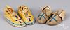 Two pairs of Plains Indian hide moccasins