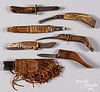 Four Great Lakes region Indian crooked knives
