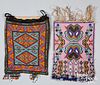 Two Native American Indian loom woven beaded bags
