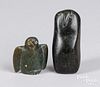 Two Inuit stone bird carvings