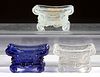 BS-2 BEADED SCROLL AND BASKET OF FLOWERS OPEN SALTS, LOT OF THREE