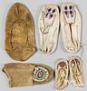 Six Native American Indian moccasins