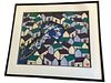 Mid Century Asian Village Signed Lithograph