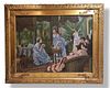 Oil On Canvas Painting An Elegant British Tea Party, Signed