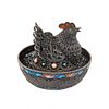 Easter plow pot made of silver with enamel - Hen.