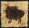 Gnu Wildebeest Painting on Hide 