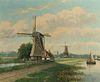 Dutch Windmill Landscape O/C Signed