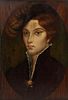 Portrait of Victorian Lady Gouache on Wooden Board Signed
