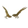 (2) Pair of Gold Gilt Brass Pheasant Bird Figures