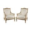 (2) Pair of 19th C French Louis XVI Bergere Chairs