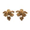 Pair of 18K Gold Floral Earrings with Pearls & Diamonds