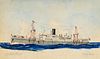 Dutch East Indies 'SS Kota Baroe' Watercolor Signed