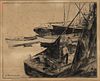 George Elmer Browne 'The Trawlers' Signed Etching