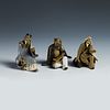 (3) Group of Chinese Mudmen Pottery Figurines