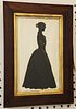 FRAMED 19TH C SILHOUETTE OF WOMAN IN ROSEWOOD FRAME 9 1/2" X 5 1/2"