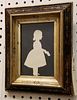 FRAMED SILHOUETTE OF A LITTLE GIRL W/BOOK 5 1/2" X 3 1/2"
