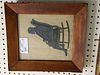 FRAMED 19TH C. SILHOUETTE OF A MAN SMOKING A PIPE IN A ROCKING CHAIR 9 1/2" X 8 1/4"