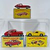 Matchbox 1-75 33 Lamborghini Miura, 41 Ford GT And 32 'E' Type Jaguar, All die cast metal, including 41 Ford GT Racing Car, white body, red interior, 
