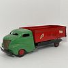 Vintage Toy Wyandotte Dump Truck, Pressed steel, green cab, red body and hubs, with black stenciled lettering to sides "Dump Truck", several later sti