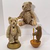 Two Musical Teddy Bears And Steiff Goldilocks And The Three Bears Teddy Bear, All circa 1980s including a 9" high Hermann bear on a rotating musical s