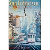 Vintage TWA Travel Poster, TWA San Francisco poster.Framed: 33in. x 55in.Condition: Purposely torn to simulate earth quake fault line dividing Califor