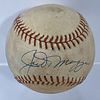 Baseball Signed By Joe DiMaggio And Geoff Zahn, Spalding ball signed on the sweet spot in blue ink and additionally signed in green ink by pitcher Geo