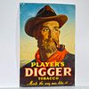 Player's Digger Tobacco Tin Sign, Colorful lithographed tin sign showing a head and shoulders illustration of a "Digger" aka Australian soldier, smoki