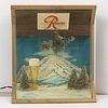 Sick's Rainier Illuminated Tavern Sign, Rare vintage electrically lit metal and plastic three dimensional hanging sign in the form of a cased diorama,