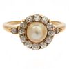 Victorian Diamond, Pearl, 14k Yellow Gold Ring