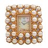 Lucien Piccard Cultured Pearl, Sapphire, 14k Pin, Boudoir Clock