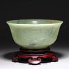 Large Chinese Carved Celadon Jade Bowl