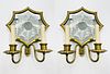 Pair of Solid Brass & Mirror Wall Sconces, E. F. Caldwell attb.