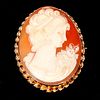 Cameo and 14k gold brooch-pendant.