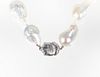 Silver Cultured Fireball Baroque Pearl Necklace